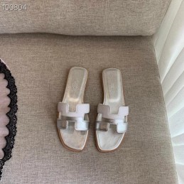 Replica Hermes White Flat H Sandal