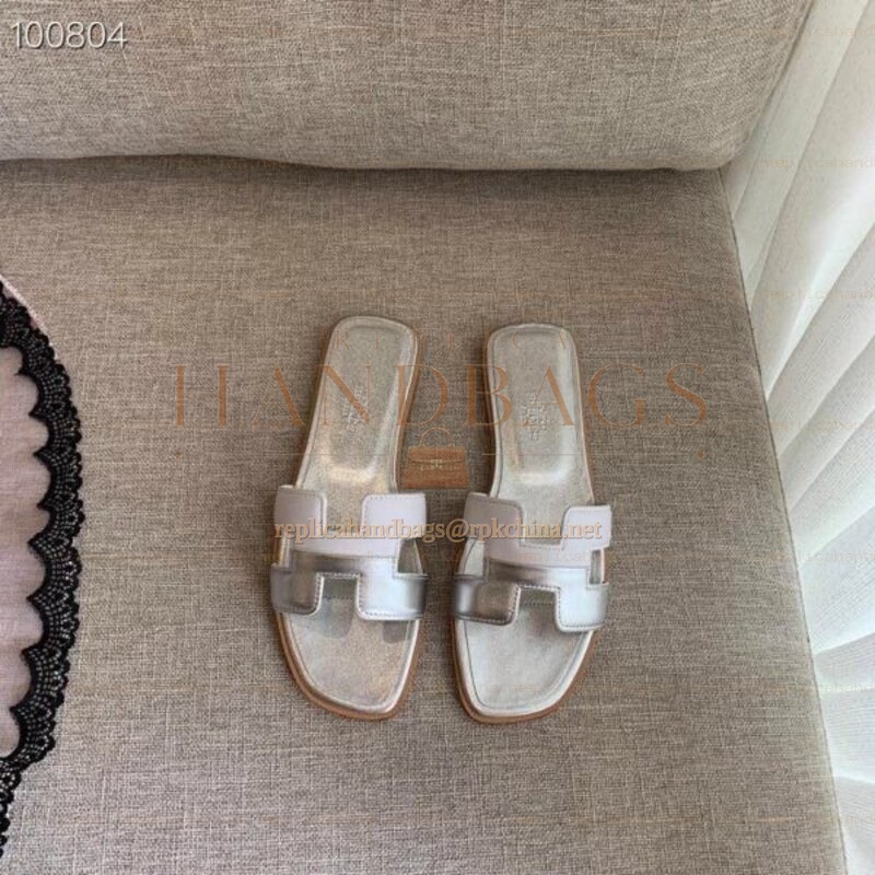 Replica Hermes White Flat H Sandal