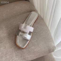 Replica Hermes White Flat H Sandal