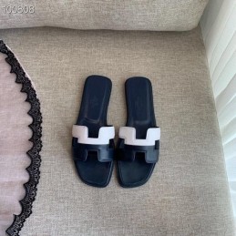 Replica Hermes Navy White H Heel Sandal