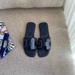 Replica Hermes Navy H Heel Sandal