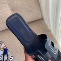 Replica Hermes Navy H Heel Sandal