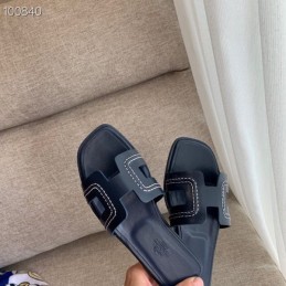 Replica Hermes Navy H Heel Sandal