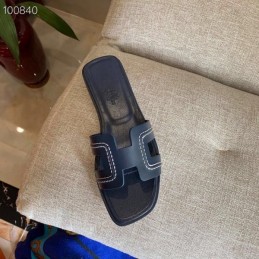Replica Hermes Navy H Heel Sandal