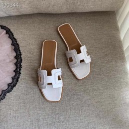 Replica Hermes White Low H Heel Sandal