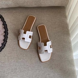 Replica Hermes White Low H Heel Sandal