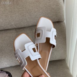Replica Hermes White Low H Heel Sandal
