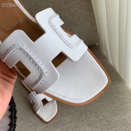 Replica Hermes White Low H Heel Sandal