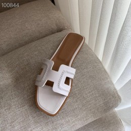 Replica Hermes White Low H Heel Sandal