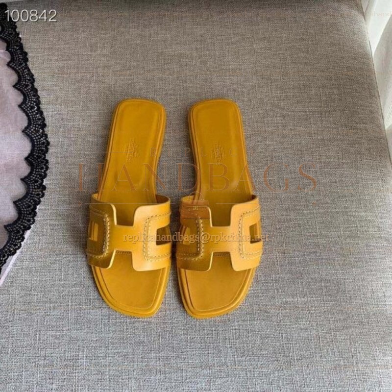 Replica Hermes Yellow H Heel Sandal