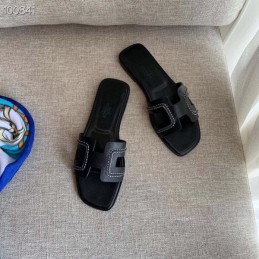 Replica Hermes Black H Heel Sandal