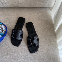 Replica Hermes Black H Heel Sandal