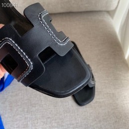 Replica Hermes Black H Heel Sandal