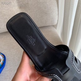 Replica Hermes Black H Heel Sandal