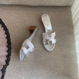 Replica Hermes White Clear H Heel Sandal