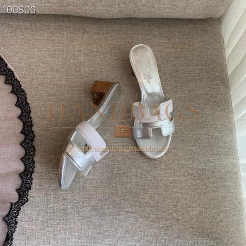 Replica Hermes White Clear H Heel Sandal