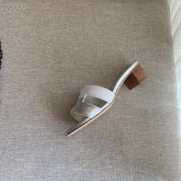 Replica Hermes White Clear H Heel Sandal
