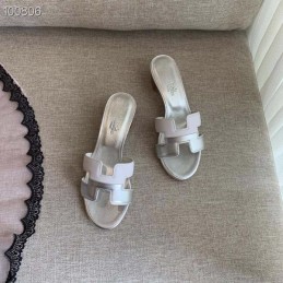 Replica Hermes White Clear H Heel Sandal