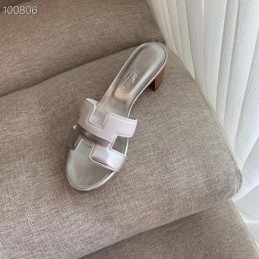 Replica Hermes White Clear H Heel Sandal