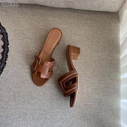Replica Hermes Brown H Heel Sandal