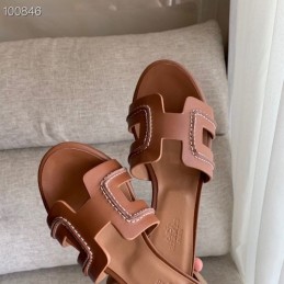 Replica Hermes Brown H Heel Sandal