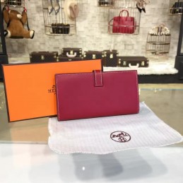 Replica Hermes Burgundy Bearn Wallet Silver H Hardware