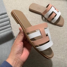 Replica Hermes Pink White H Slide Sandal