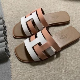 Replica Hermes Pink White H Slide Sandal