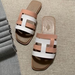 Replica Hermes Pink White H Slide Sandal
