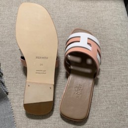 Replica Hermes Pink White H Slide Sandal