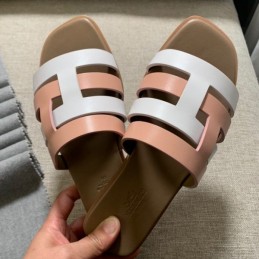 Replica Hermes Pink White H Slide Sandal