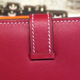 Replica Hermes Burgundy Bearn Wallet Silver H Hardware