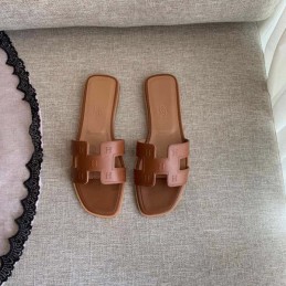 Replica Hermes Tan Block H Slide Sandal