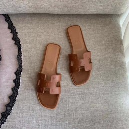 Replica Hermes Tan Block H Slide Sandal