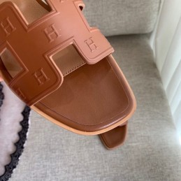 Replica Hermes Tan Block H Slide Sandal