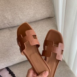 Replica Hermes Tan Block H Slide Sandal