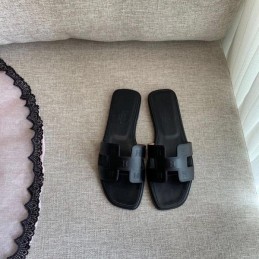 Replica Hermes Black Block H Slide Sandal