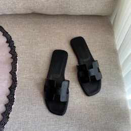 Replica Hermes Black Block H Slide Sandal