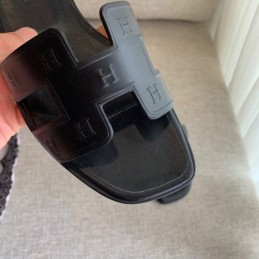 Replica Hermes Black Block H Slide Sandal