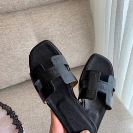 Replica Hermes Black Block H Slide Sandal
