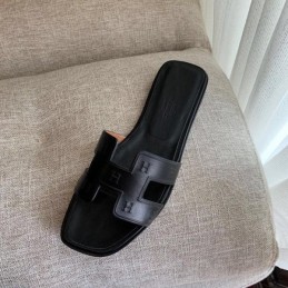 Replica Hermes Black Block H Slide Sandal