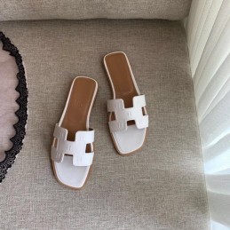 Replica Hermes White Block H Slide Sandal