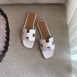Replica Hermes White Block H Slide Sandal