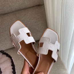 Replica Hermes White Block H Slide Sandal