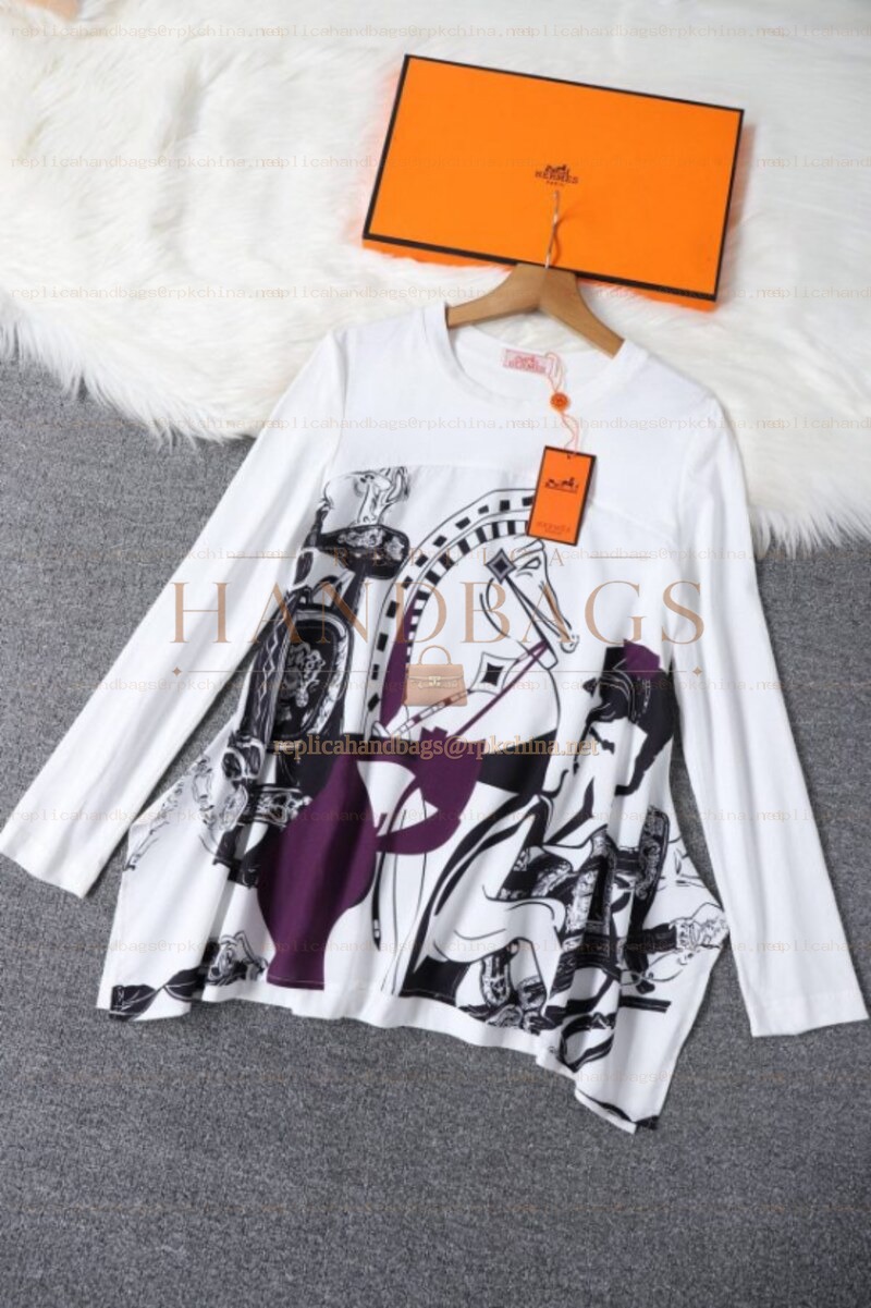 Replica Hermes White Horse Print Shirt