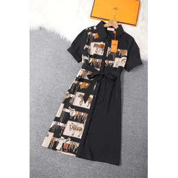 Replica Hermes Black Scarf Panel Dress
