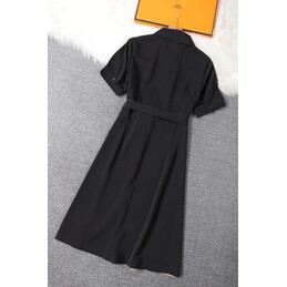 Replica Hermes Black Scarf Panel Dress