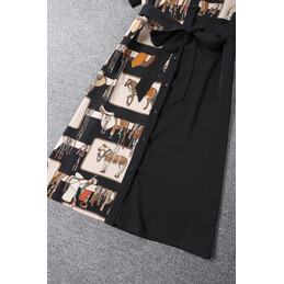 Replica Hermes Black Scarf Panel Dress