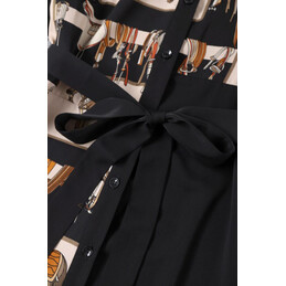 Replica Hermes Black Scarf Panel Dress