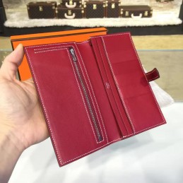 Replica Hermes Burgundy Bearn Wallet Silver H Hardware